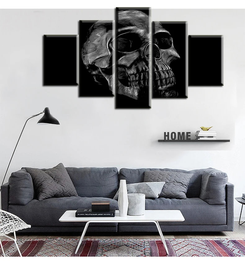 Настенная Картина на холсте с изображением черепа день Хэллоуина абстрактный