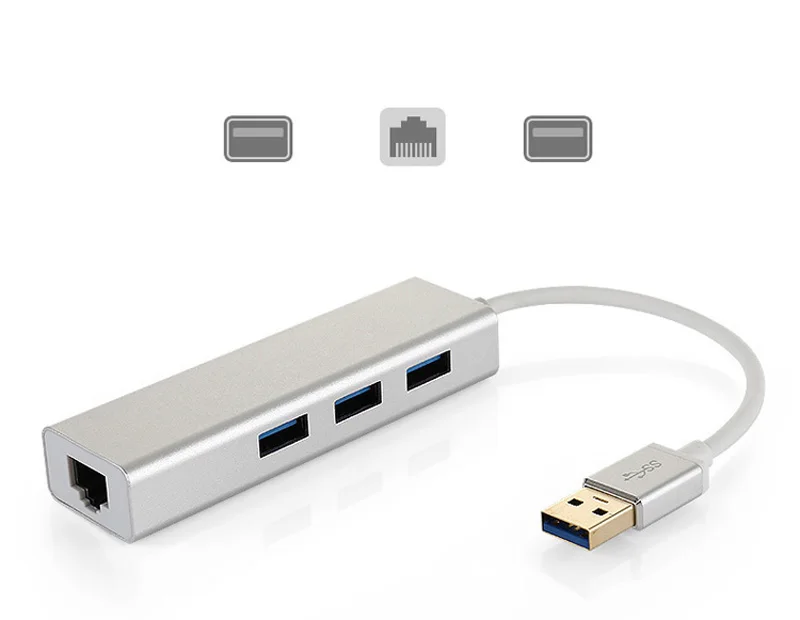 3 порта USB 0 концентратор 10/100/1000 Мбит/с к RJ45 Gigabit Ethernet Проводная сетевая карта LAN