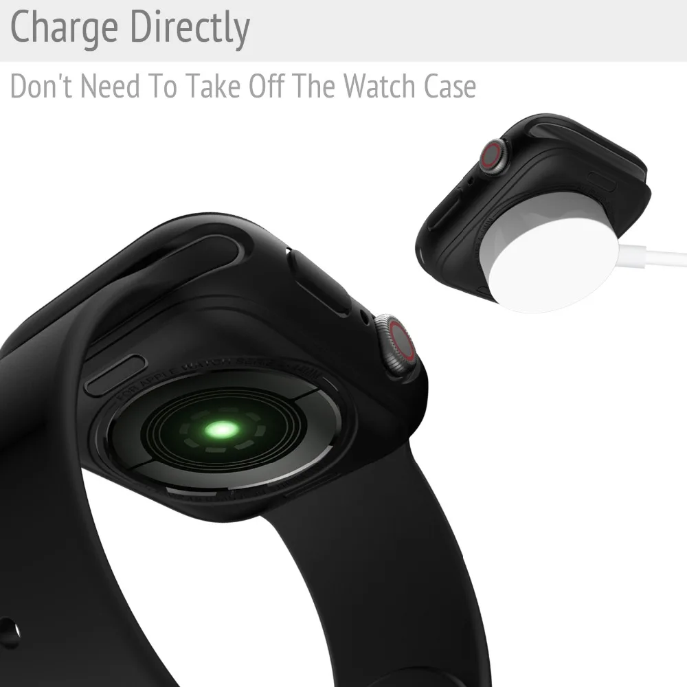 Чехол для apple watch series 5/4, чехол для iwatch черного цвета из термополиуретана, тонкая защитная ультратонкая рамка, ремешок 40 44 мм