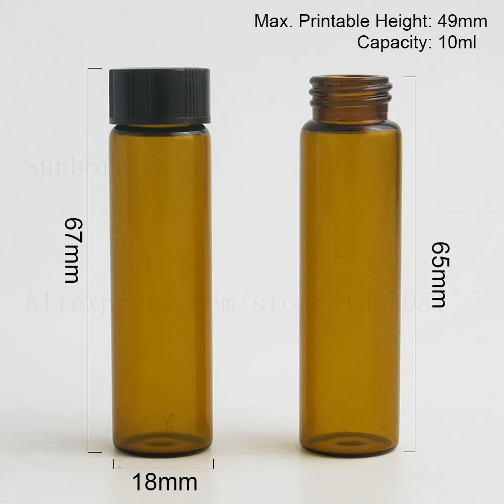 

e liquid glass bottle plastic cap small bottle 10ml Amber Clear Screw Neck Glass Bottles Makeup Containers Tubes 500pcs