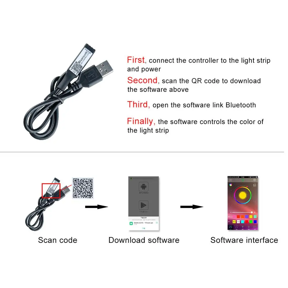 RGB RGBW Светодиодные ленты Bluetooth Управление USB Порты и разъёмы 4Pin 5Pin IOS телефона Android