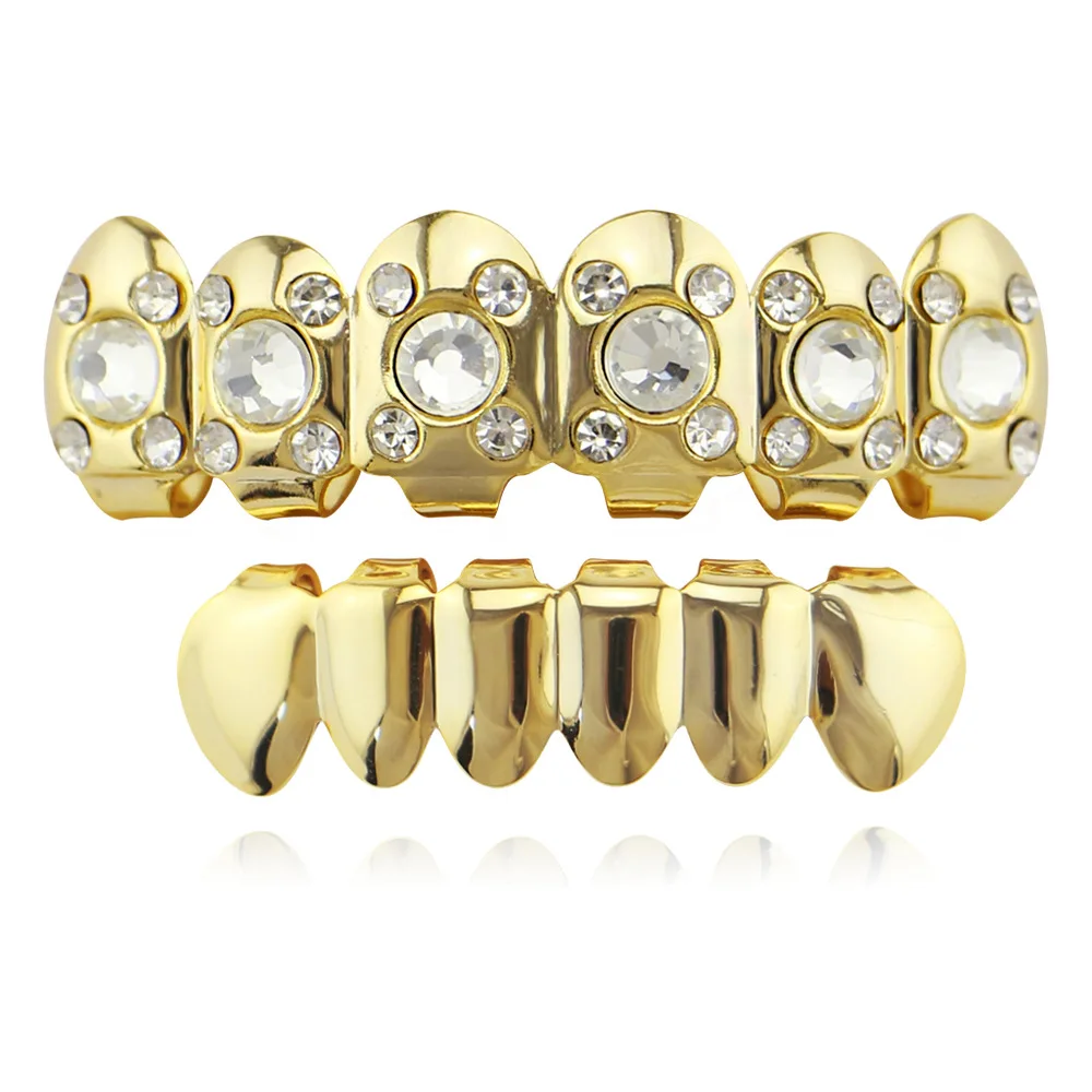 Grillz зубы Мужчины Женщины ювелирные изделия тела Льдом Из хип-хоп большие стразы
