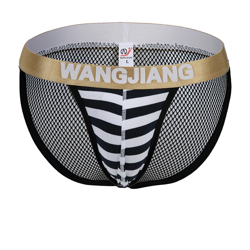 AIIOU сексуальное мужское нижнее белье бикини прозрачное Полосатое хлопковое с