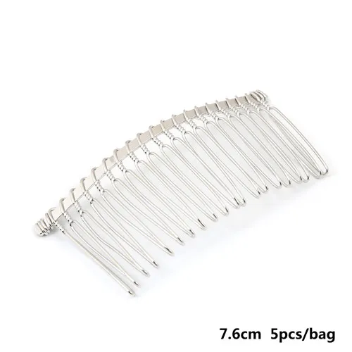 7.6cm 5pcs Rhodium Высокое качество разных Размеры 5-50 шт./пакет расческа для волос Заколки для волос когти-шпильки DIY ювелирных изделий Аксессуары для украшения волос База - Цвет: 7.6cm 5pcs Rhodium