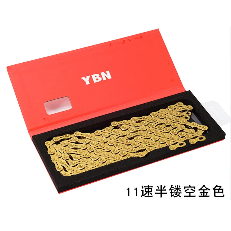 Сверхлегкая YBN 10 11 скоростей MTB велосипедная цепь SLR Gold ажурная для дорожного