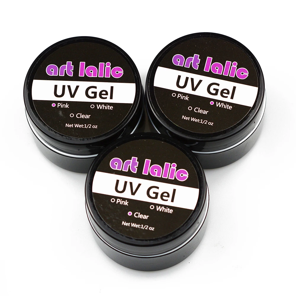 

3 Colors Nail Art UV Gel Tips Glue Clear Pink White Extension Manicure
