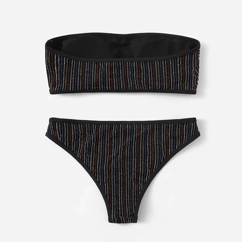 Женский купальник бикини ECCP однотонный с пуш ап без косточек треугольный лето 2019|