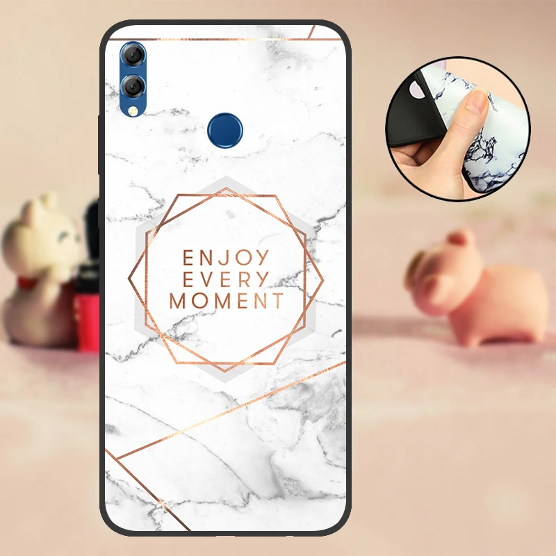AAXZV Чехол для huawei Honor 8X черный мягкий Силиконовый ТПУ чехол из ТПУ чехол для huawei Honor 8X бампер с милым рисунком черный чехол - Цвет: AAXZV