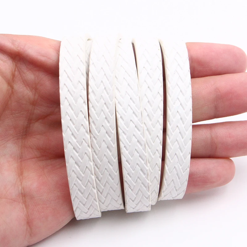 White XCHARMS 10 мм плоский шнур из искусственной кожи плетеная веревка Diy Ювелирные изделия фурнитура аксессуары модные материалы для изготовления ювелирных изделий для браслетов - Цвет: White