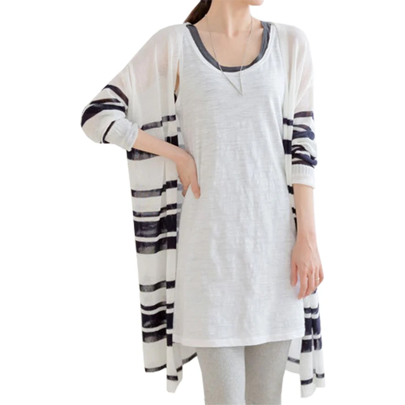 Длинный кардиган весна лето новый корейский дикий свободный длинный рукав v