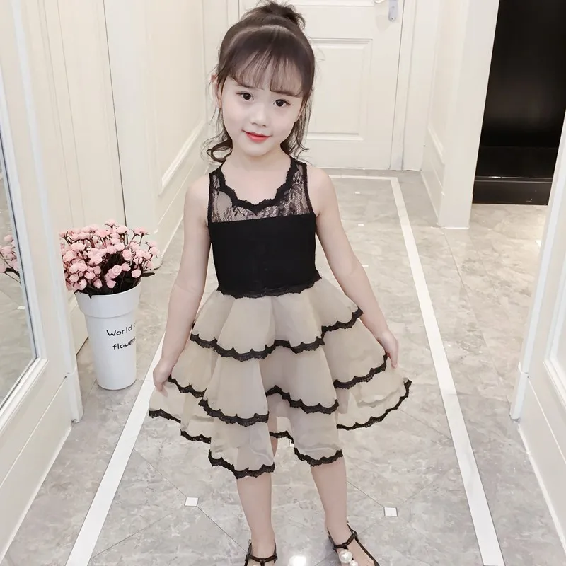 Girls Dress Lace Elegant 2 3 4 5 6 Years Baby Sleeveless Princess Layered Party Rainbow Sequins Kids Clothes | Детская одежда и
