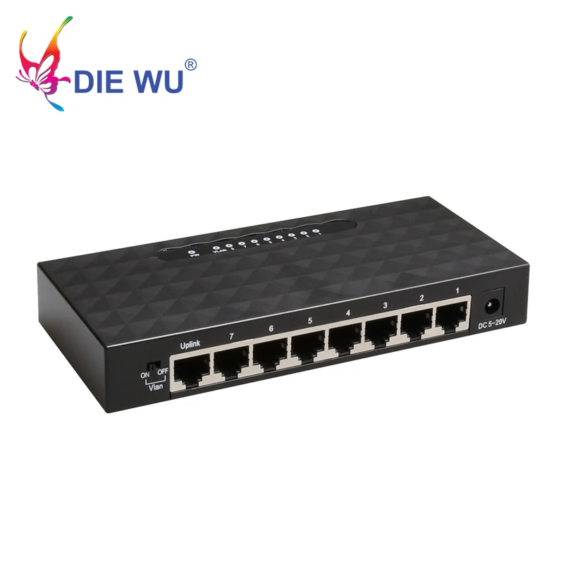 Сетевой коммутатор 8 Порты 10/100 Мбит/с Fast Ethernet-коммутатор RJ45 моноканальный центр с поддержкой Vlan коммутатор SOHO Plug and Play