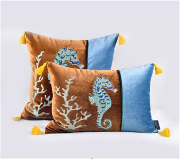 No 10 Европейский чехол для подушек Hippocampus/Conch/Shell вышивка Cojines Decorativos Para Диван Декоративные роскошные подушки, 1 шт - Цвет: No 10