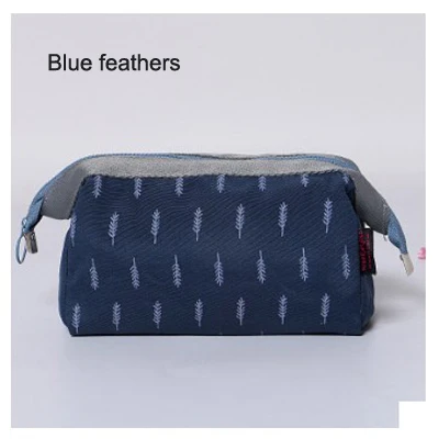 Blue feathers Маленькая косметичка с фламинго, косметичка для макияжа tas, ручной портативный органайзер для путешествий, косметичка, косметичка, AliExpress для макияжа, горячая распродажа - Цвет: Blue feathers