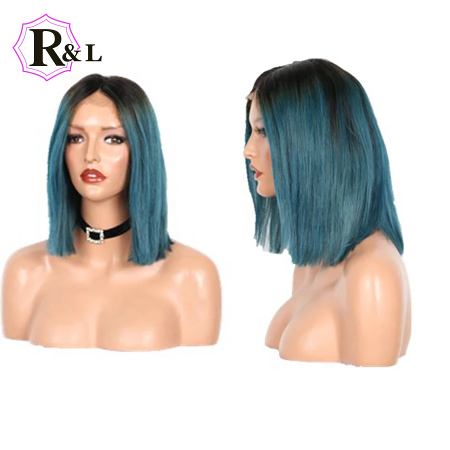 Rulinda Ombre цвет короткий парик-Боб 13*4 человеческие волосы парики предварительно сорванные прямые бразильские волосы remy парики для женщин