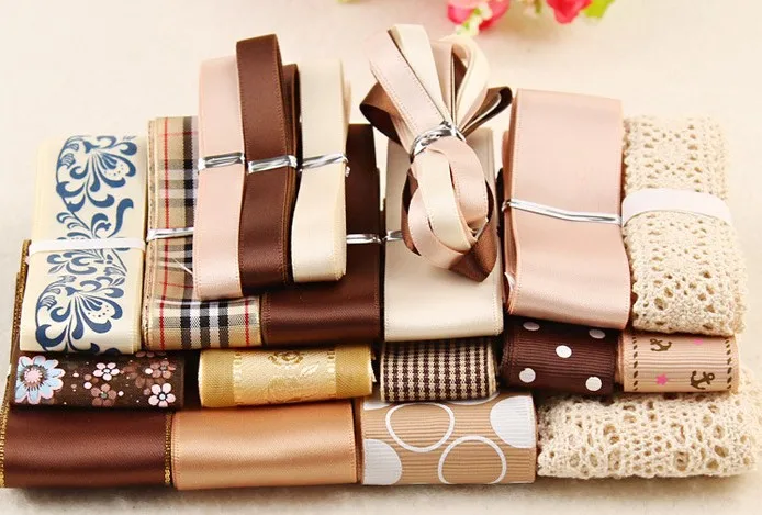 A Style Новое поступление красочные микс Стиль Grosgrain ленты набор отделка Кружева для DIY Свадебная подарочная упаковка Hairbow головные уборы DIY аксессуары D662 - Цвет: A Style