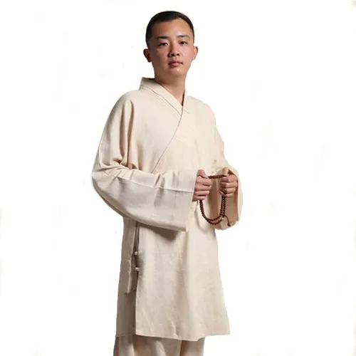 Высококачественная одежда из хлопка и льна с длинным рукавом униформа монаха
