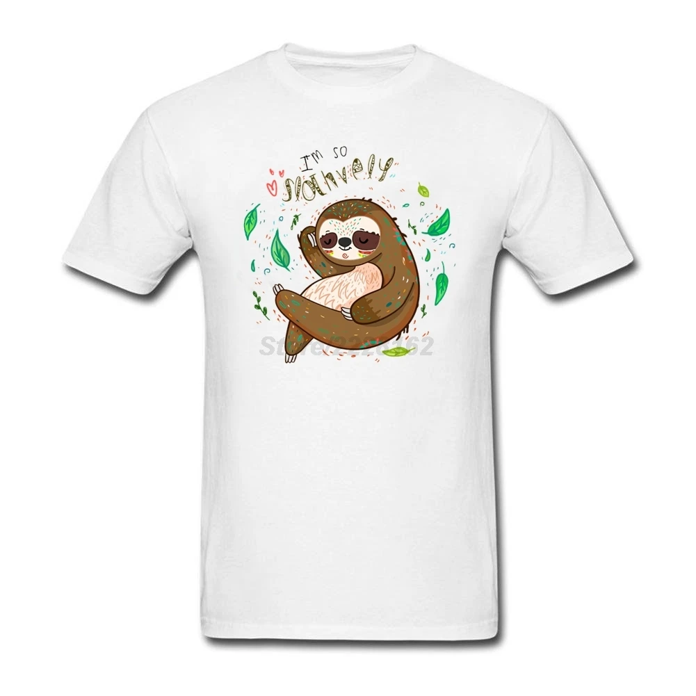 Мужская футболка с надписью I am so slothvely осенняя короткими рукавами по разумной