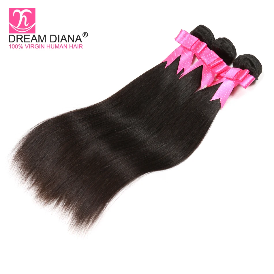 DreamDiana бразильский шелковистые прямые пучки и фронтальные волосы remy уха до