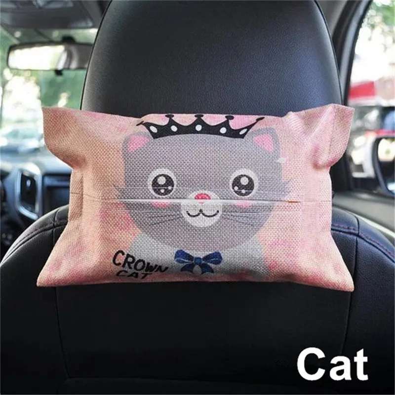 Cat Мультяшный автомобильный тканевый чехол Автоматическая спинка для сиденья подвесной держатель для хранения Контейнер для бумажных платков автомобильный козырек полотенце бумажные салфетки сумка держатель - Название цвета: Cat