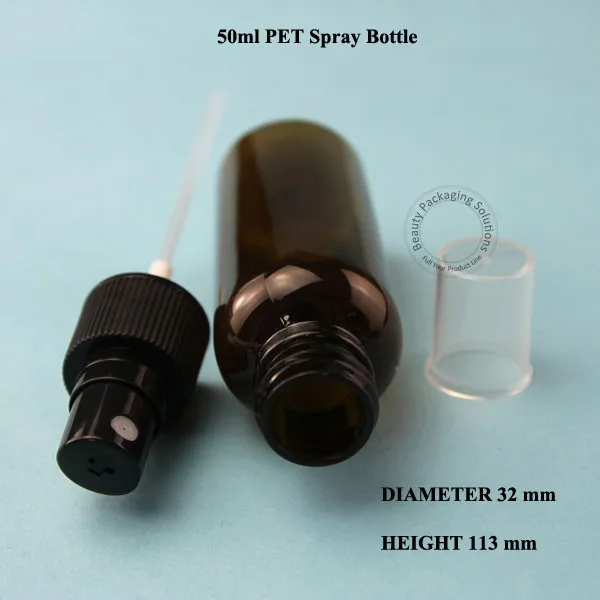 Оптовая продажа 100 шт./лот 50 мл Янтарный ПЭТ парфюмерный распылитель