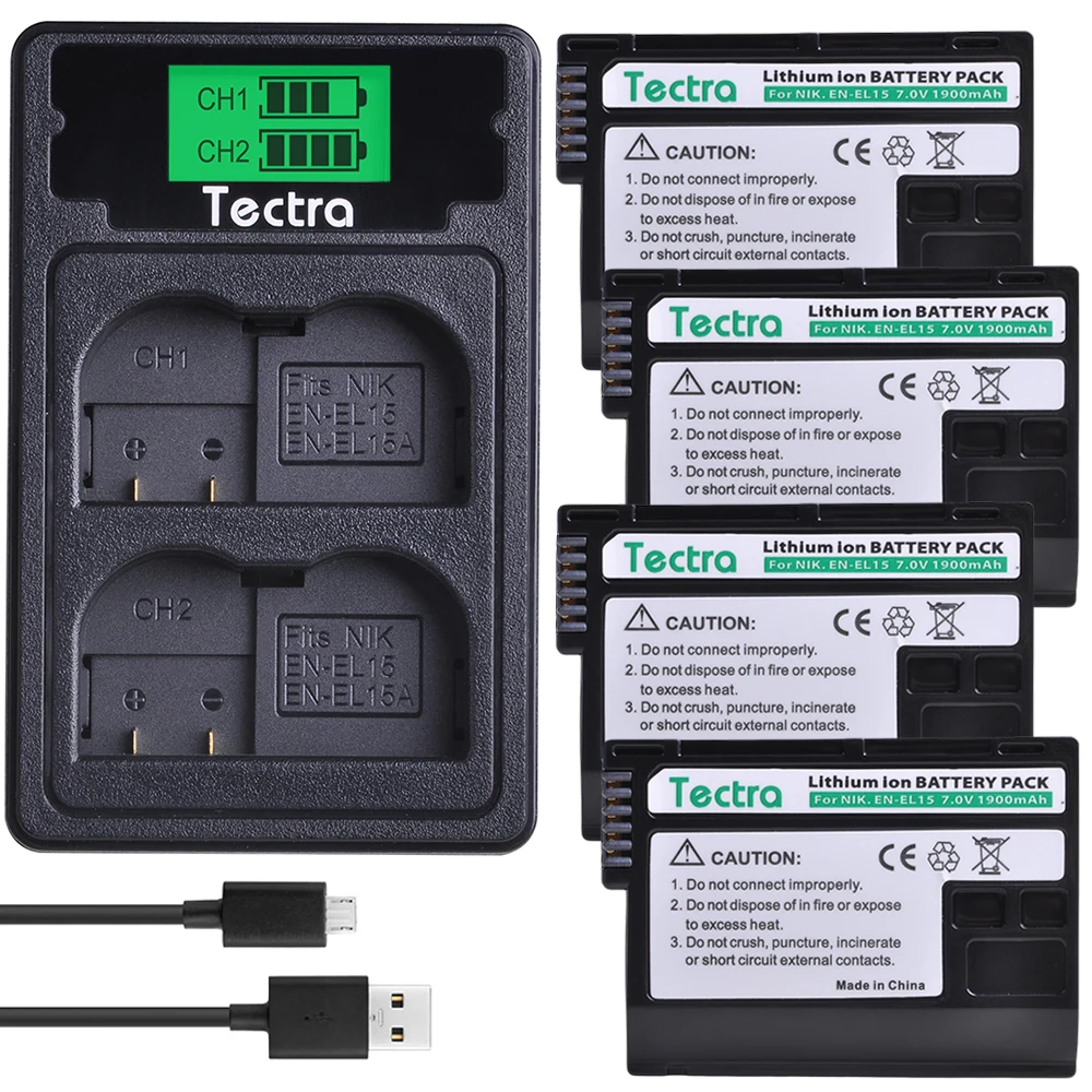 

4Pcs EN-EL15 EN EL15 EL15 Battery+LCD USB Charger Type C Port for Nikon D600 D610 D800 D800E D810 D7000 D7100 D7200