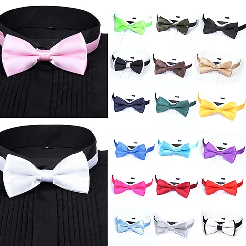 

Arrival Men's Fashion Plain Bowtie Polyester Pre Tied Wedding Bow Tie Suits Tie