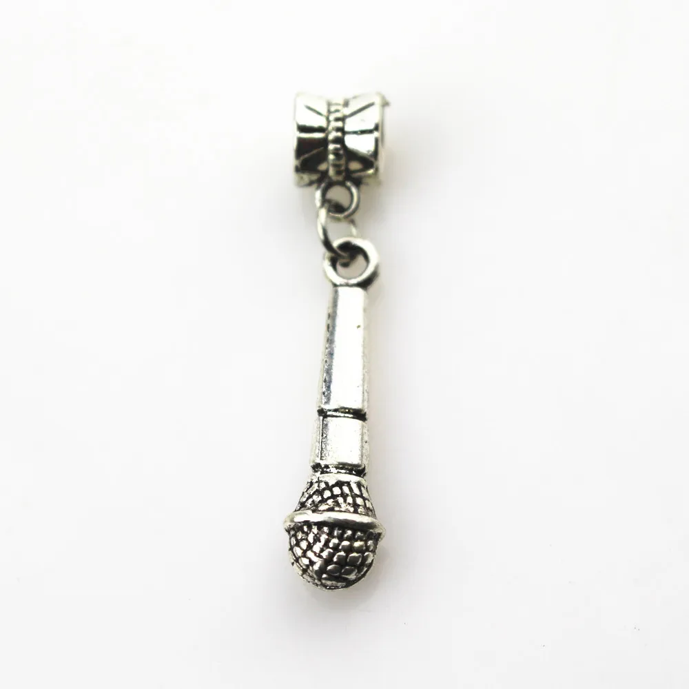 

Лидер продаж, подвески с микрофоном 20 шт./лот, бусины с большим отверстием, подвески для браслета из вязаного кружева, подвески «сделай сам» ...