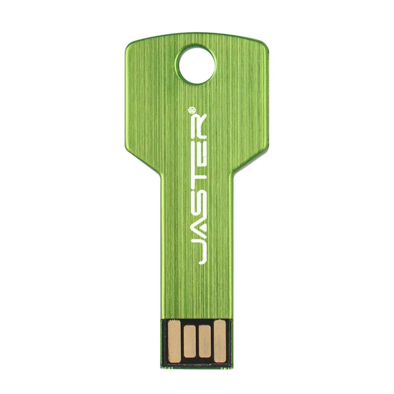 JASTER Металлический Ключ форма USB флэш-накопитель карта памяти брелок Флешка 4 ГБ 8 ГБ 16 ГБ 32 ГБ 64 ГБ U диск подарок(более 10 шт. бесплатный логотип - Цвет: Green