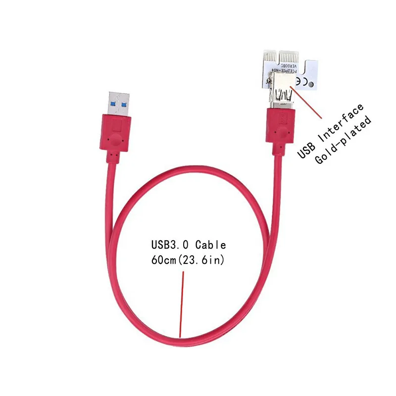 Горячая продажа 6 шт. 008S 3 в 1 PCIe PCI E Express Riser Card 1x к 16x USB 0 кабель для передачи данных