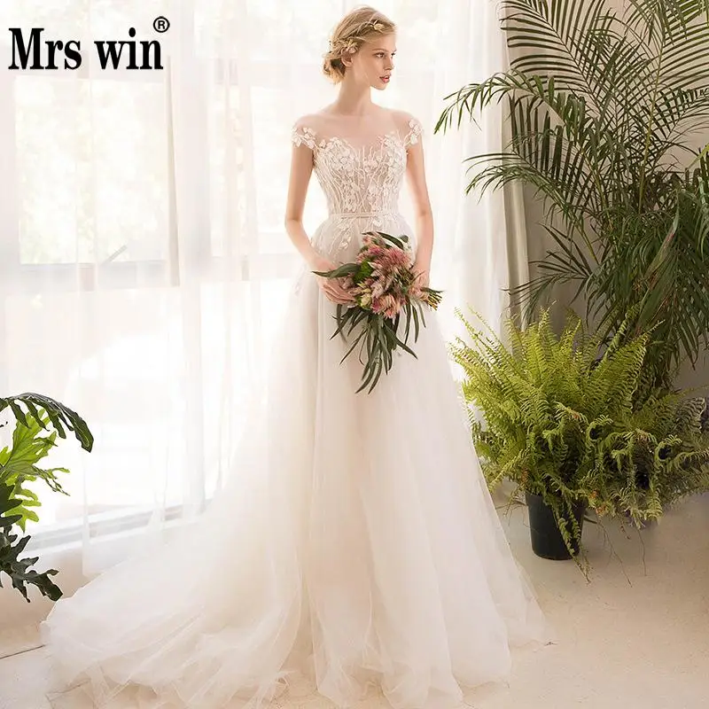 Принцесса Иллюзия Свадебные платья Новинка 2019 г. Mrs Win элегантный корт поезд