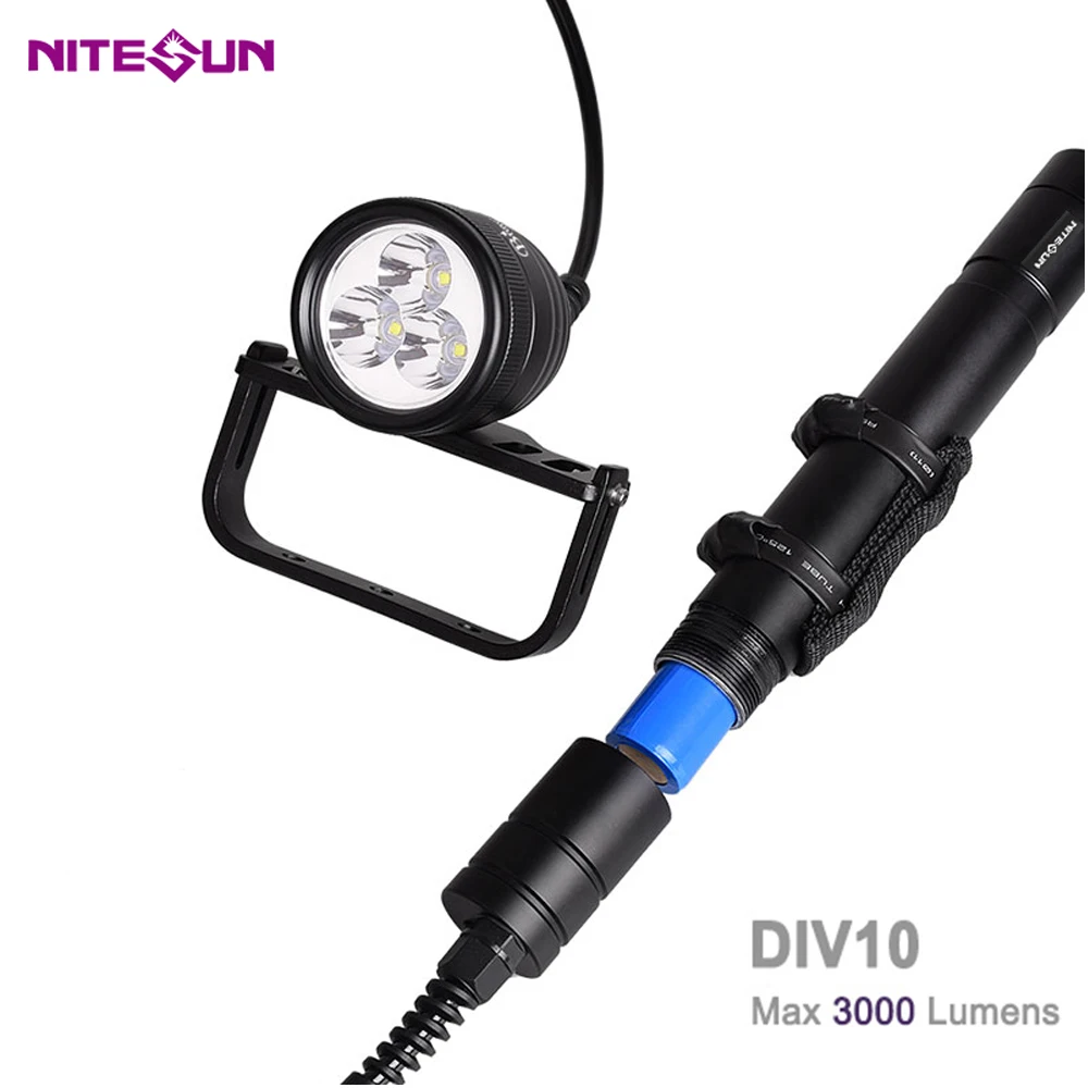 NITESUN DIV10 с аквалангом Светодиодный прожектор 3 * CREE XM L2 U4 светодиодов Макс 3000LM