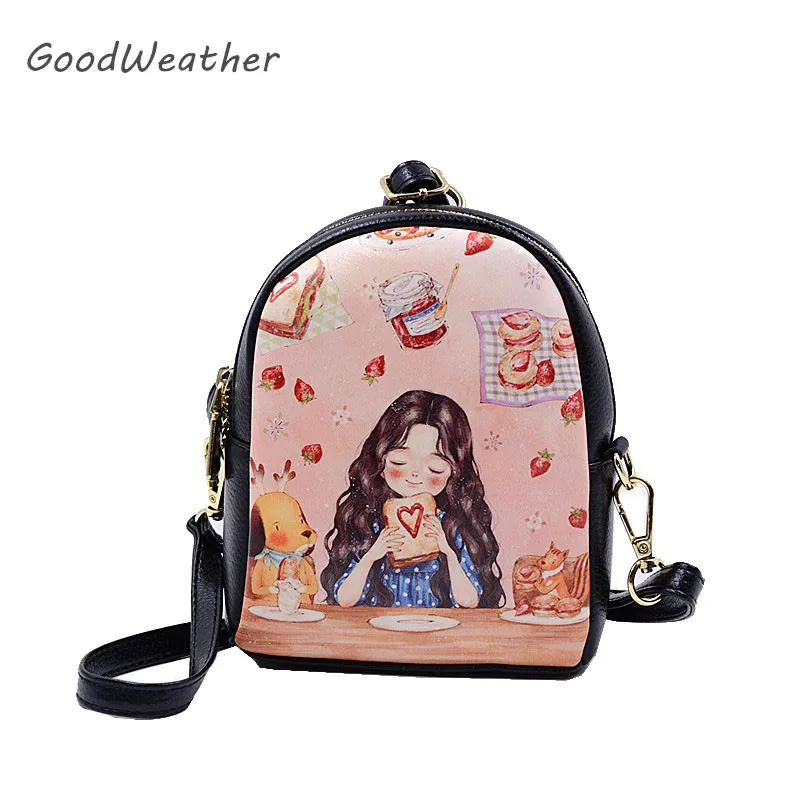 

Designer portable mini cartoon backpack for girl high quality spilt leather travel backpacks fashion cute shoulder bag rucksacks