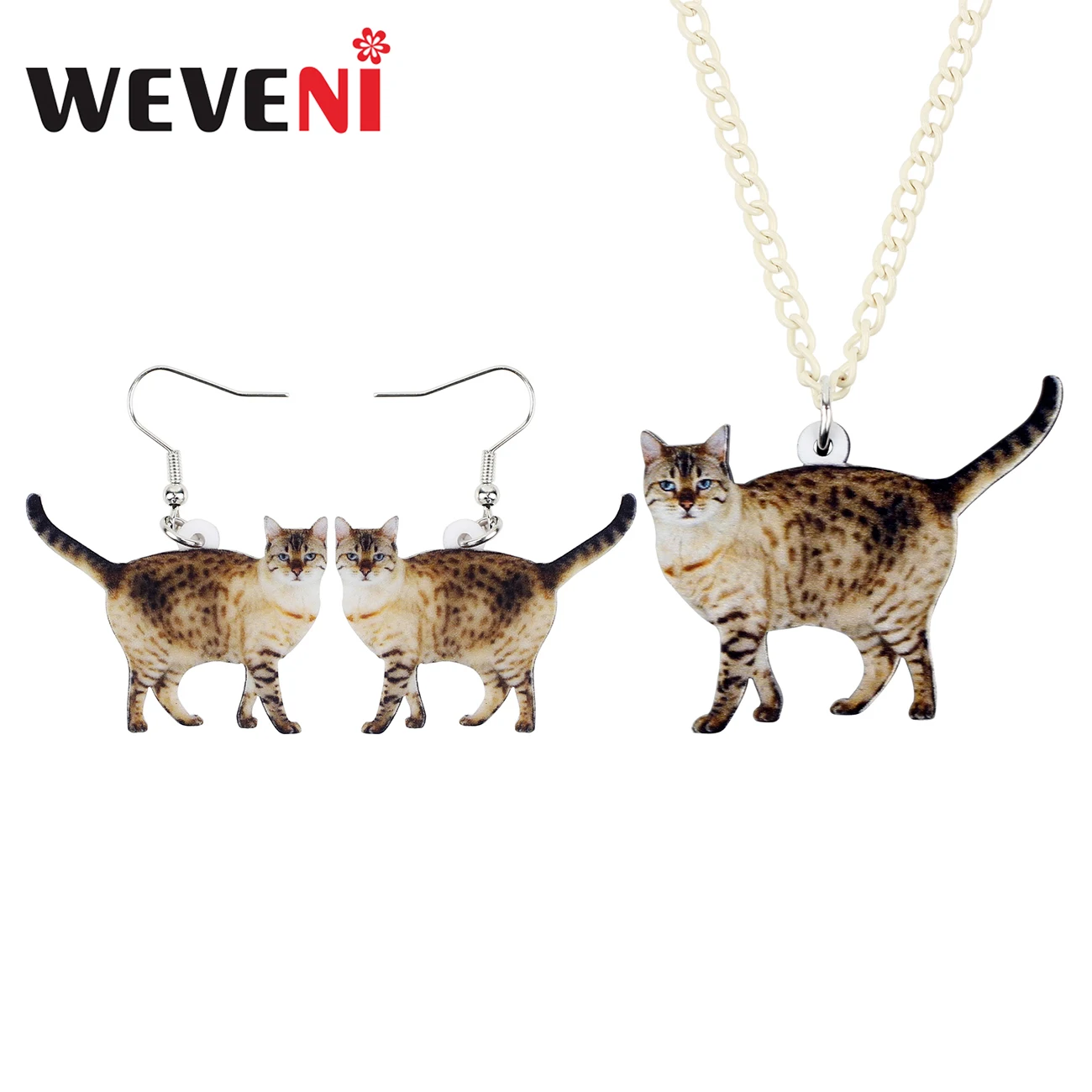 WEVENI акриловые элегантные серьги с котенком ожерелье цепочка ошейник Модные