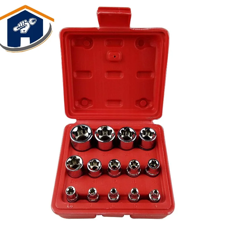 Инструменты HS 14 шт./компл. набор гнездовых бит E Torx Star 1/2 &quot3/8&quot 1/4 &quotDrive E4 E24
