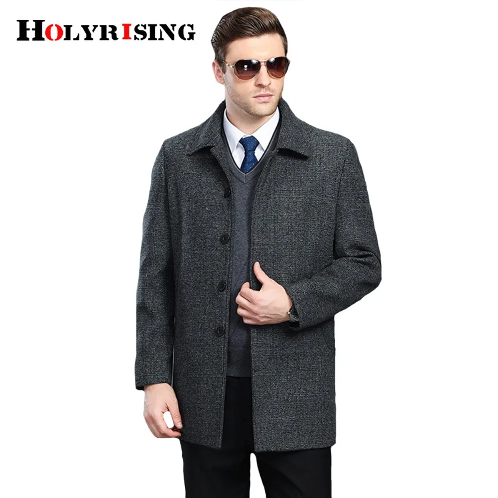 Holyrising Men Wool Coats Turn Collar Thick Mens Winter Jackets Loose Overcoat Classic Soft For Male Peacoat Hot 18567-5 | Мужская