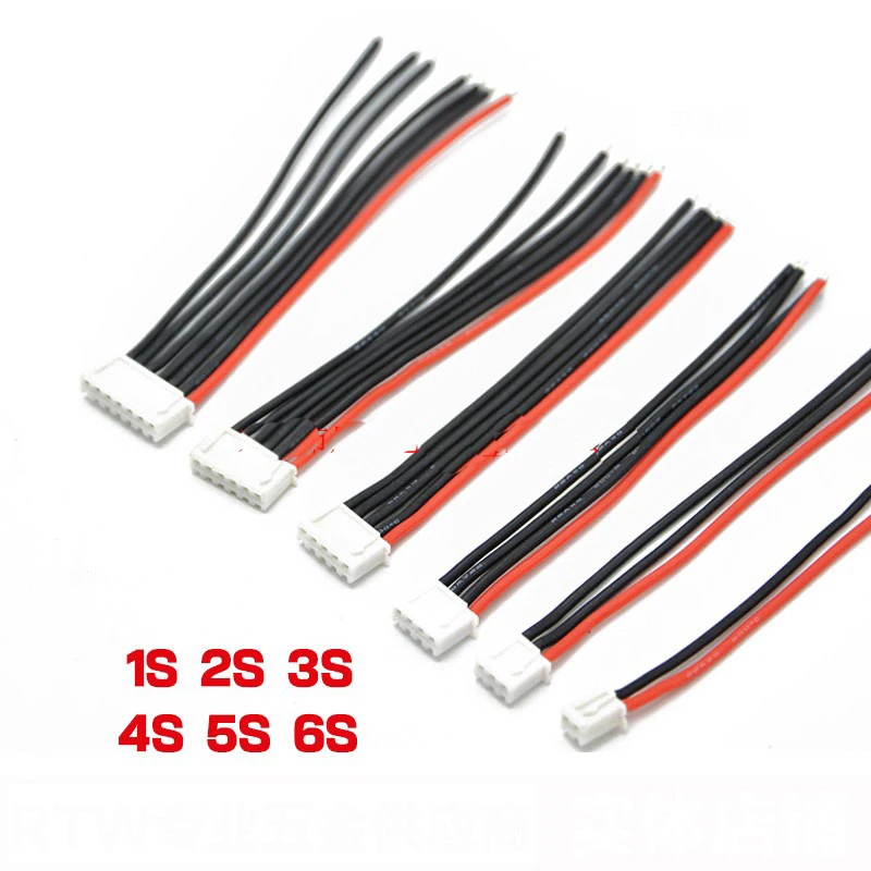 20 шт 10 15 см 22AWG силиконовый кабель Lipo батарея 1 2 3 4 5 6/7/8 s/9 s Баланс разъем зарядки