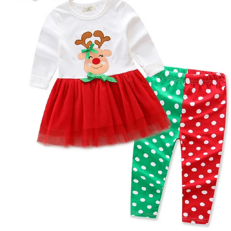 Модные прекрасный Милу олень костюм Санты От 1 до 6 лет Комплекты одежды для