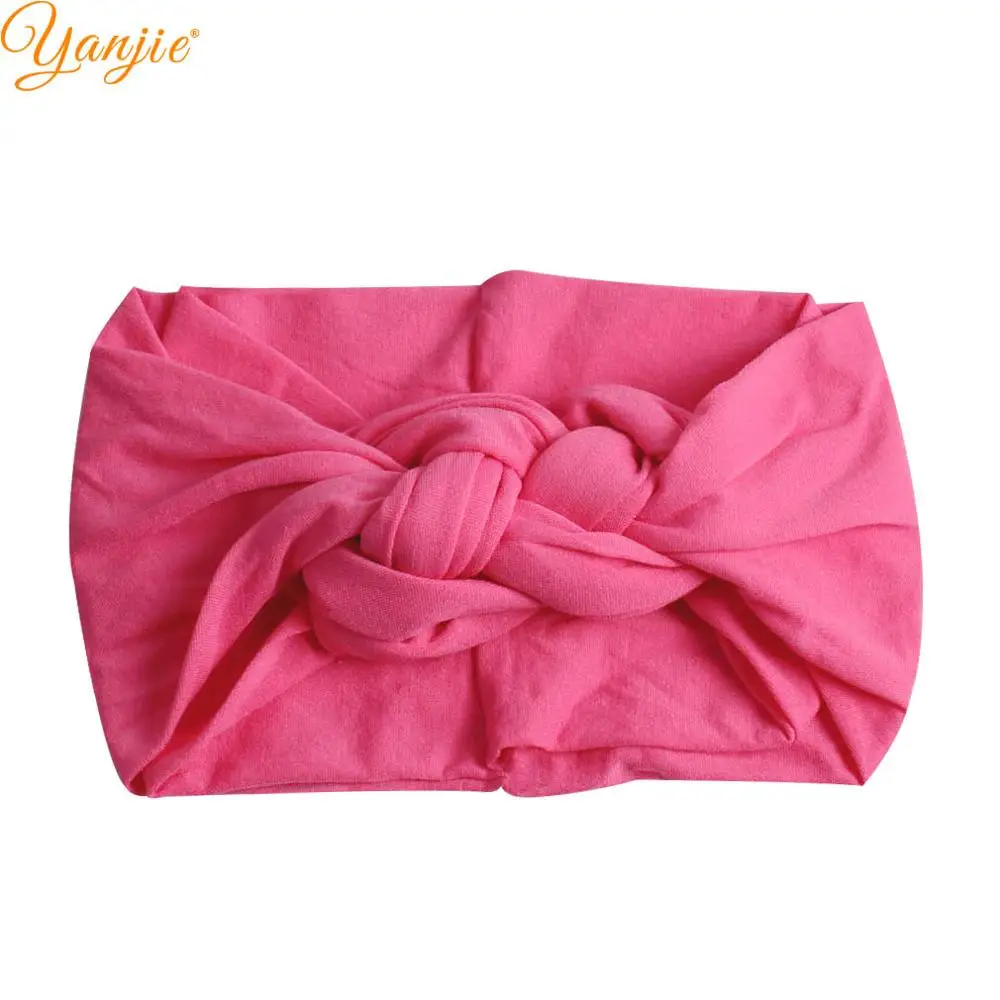hot pink 3 размера, мягкие нейлоновые повязки на голову с узлом для девочек, Детская эластичная повязка на голову, подарки на день рождения, однотонные аксессуары AutHair - Цвет: hot pink