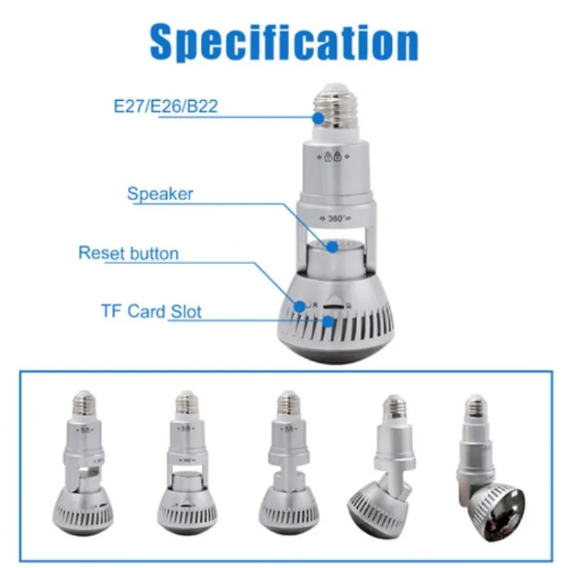 Новая стильная лампочка для домашней системы безопасности Wi Fi IP камера
