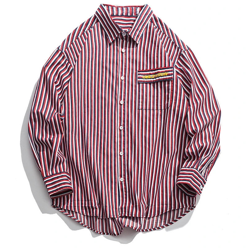 Aelfric Eden Vintage Striped Male Shirt Long Sleeve Cotton Casual Shirts Streetwear 2018 Fashion Hawaiian FC31 | Мужская одежда