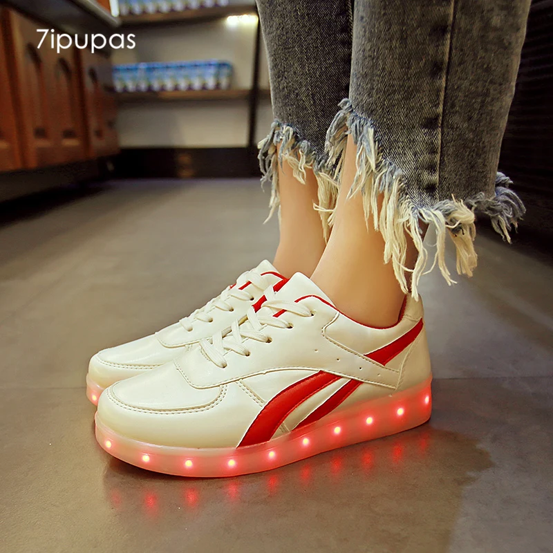 7ipupas Студенческая красная Twill обувь яркие светящиеся кроссовки унисекс для