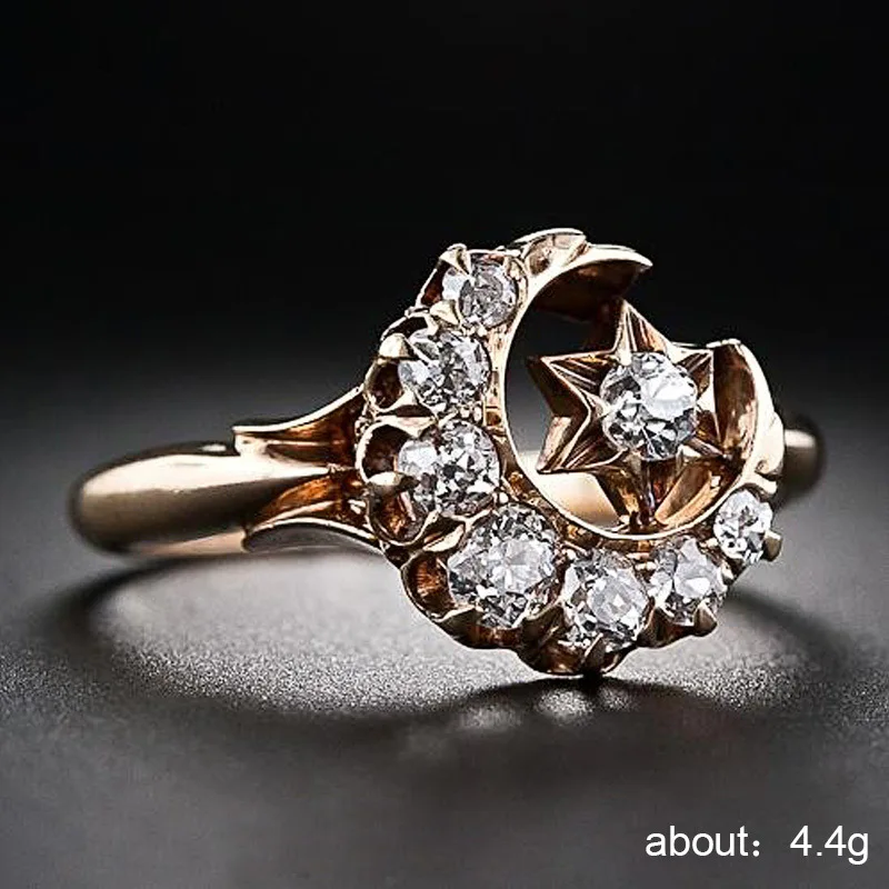 2018 Best Seller Popular Jewelry Vintage Luxury Star Moon Ring Temperament Women Zircon Hand Friends Dating Party | Украшения и