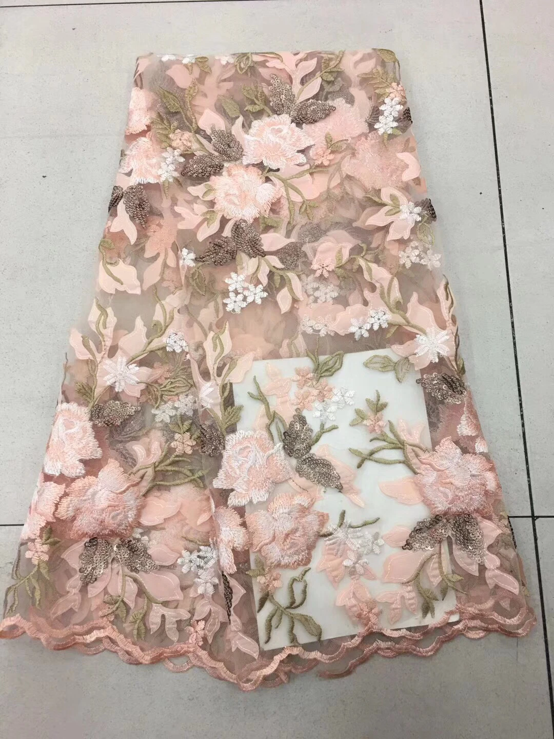 

Newest Arrival Beautiful African Sequin Lace Fabric, Sequins Nobleness African Lace Fabric Pink Blue for Party Dresses LD2385