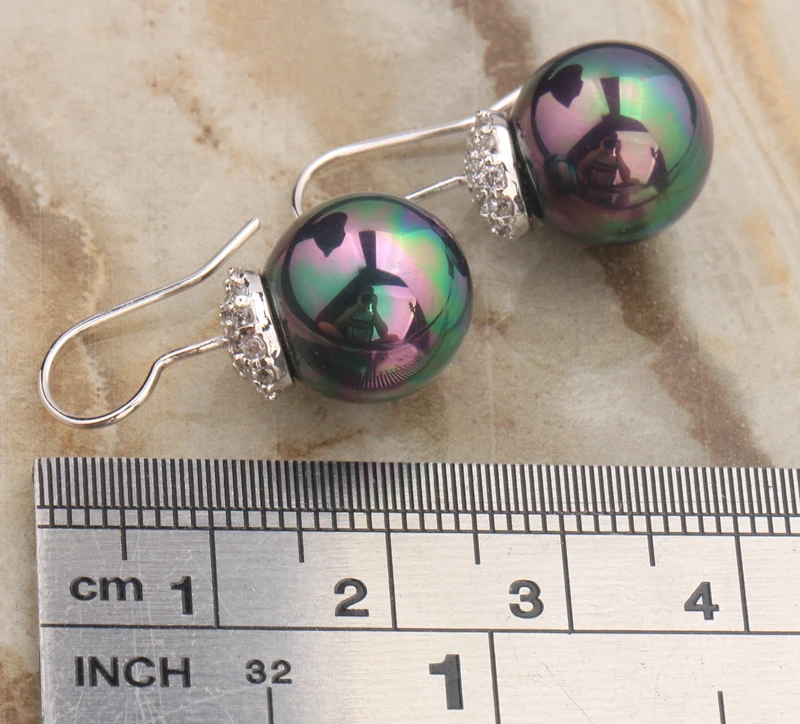 Mystic Rainbow Gems Black Pearl Cubic zirconia 925 Sterling Silver Dangle Earrings Fashion Jewelry S5463|sterling silver dangle earrings|dangle
