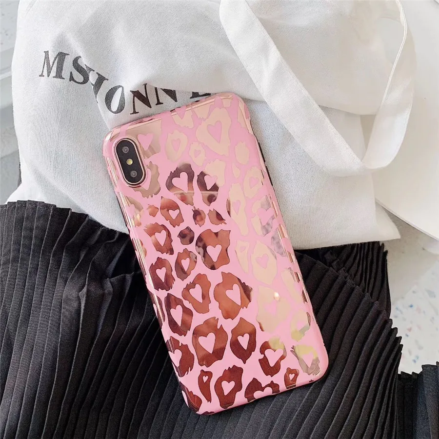 Чехол для iPhone XS Max XR X S отражающее зеркало Розовый леопардовый чехол 6 6S 7 8 Plus |