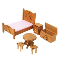 112 dollhouse miniature furniture nursery child room bedroom set bed nightstand table stool storage box lovely bear 6pcs wb014