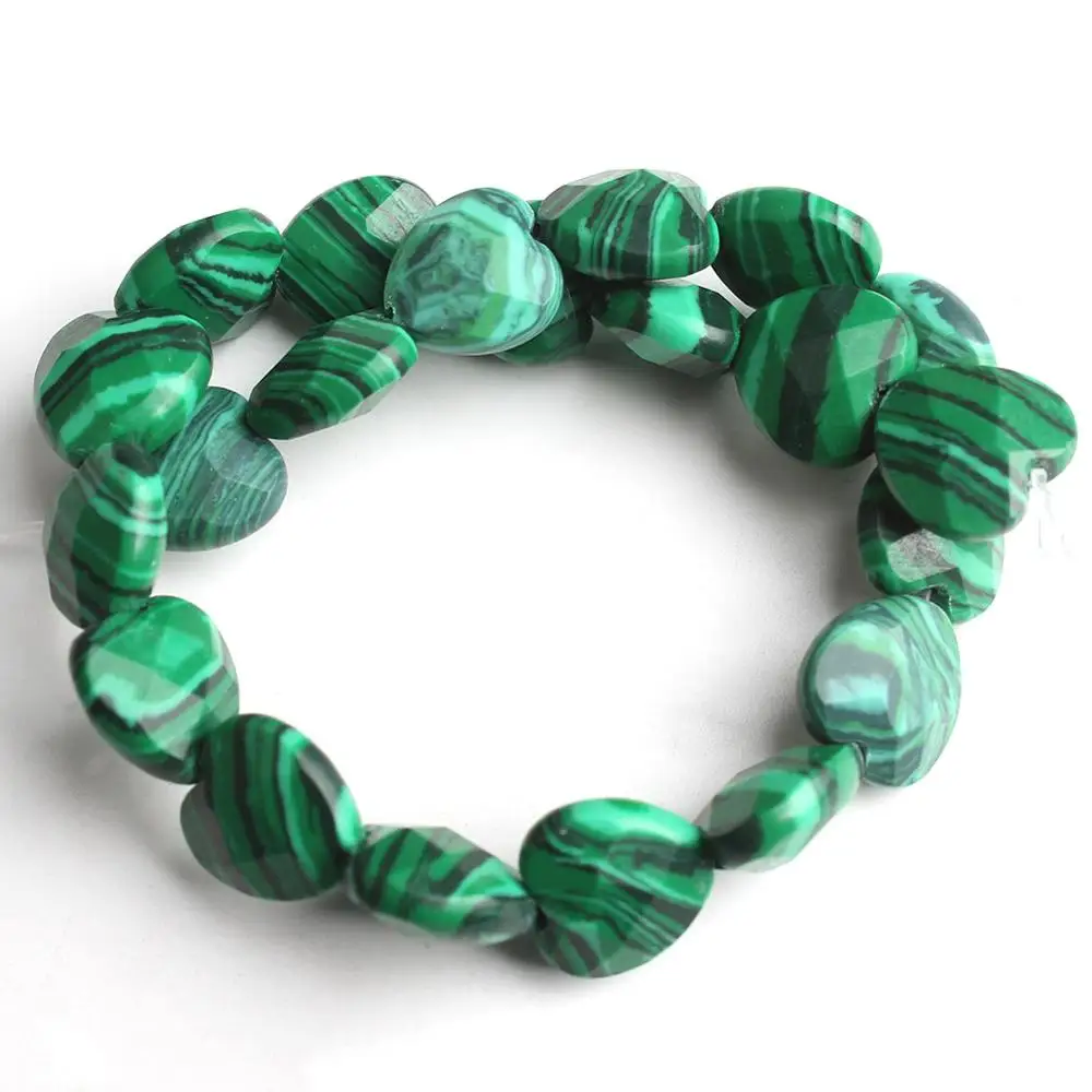 Malachite 10 мм бусины в форме сердца натуральные Агаты Turquoises опал Вишня кварц свободные каменные бусины для самостоятельного изготовления ювелирных изделий браслет ожерелье - Цвет: Malachite