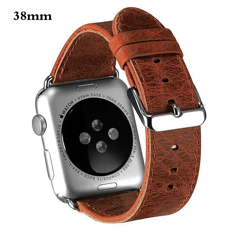 38mm brown Ремешок из натуральной кожи для apple watch band apple watch 5 4 3 44 мм/40 мм 42 мм 38 мм crazy horse классическая металлическая застежка ремешок для часов - Цвет ремешка: 38mm brown