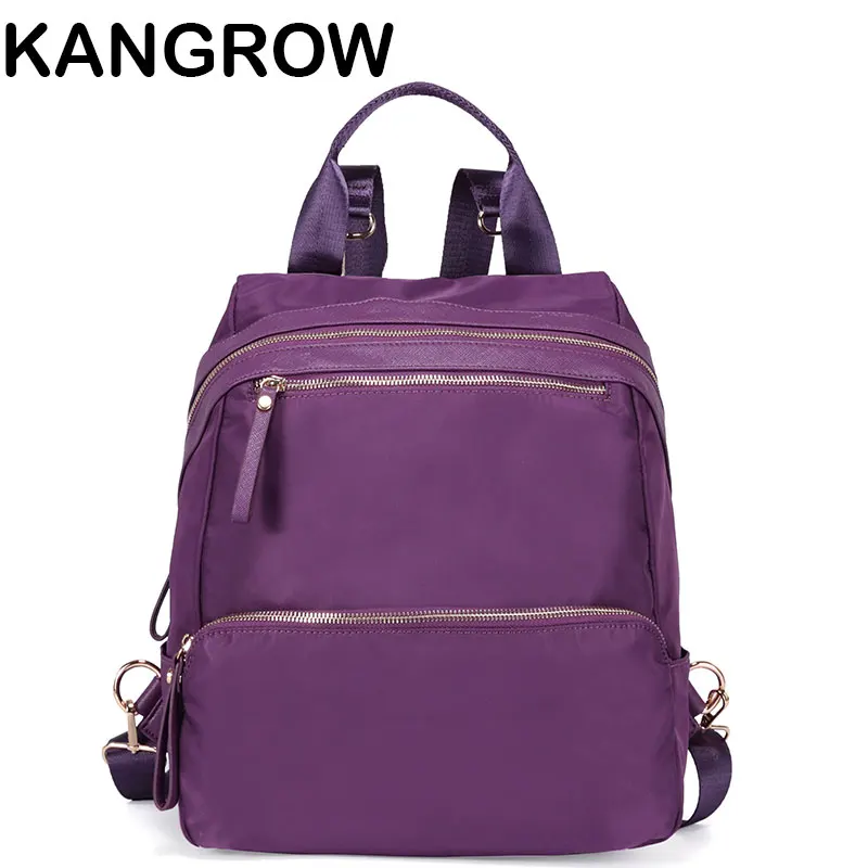 Kangrow нейлон Для женщин Повседневное Daypacks фиолетовый рюкзак сплошной рюкзаки Mochila